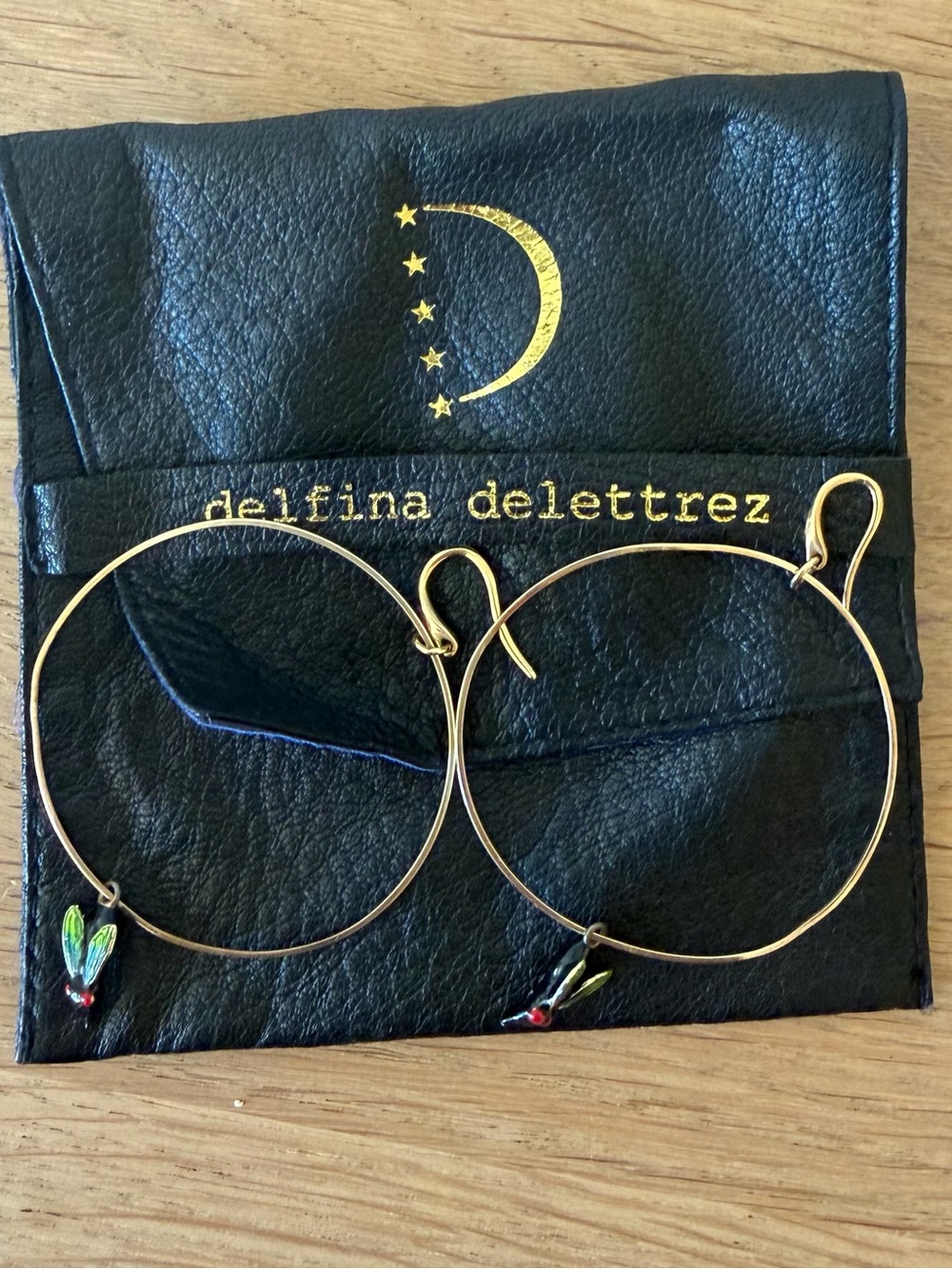 Delfina Delettrez Gold Hoop Earrings with Enamel Bee Accent - Gold